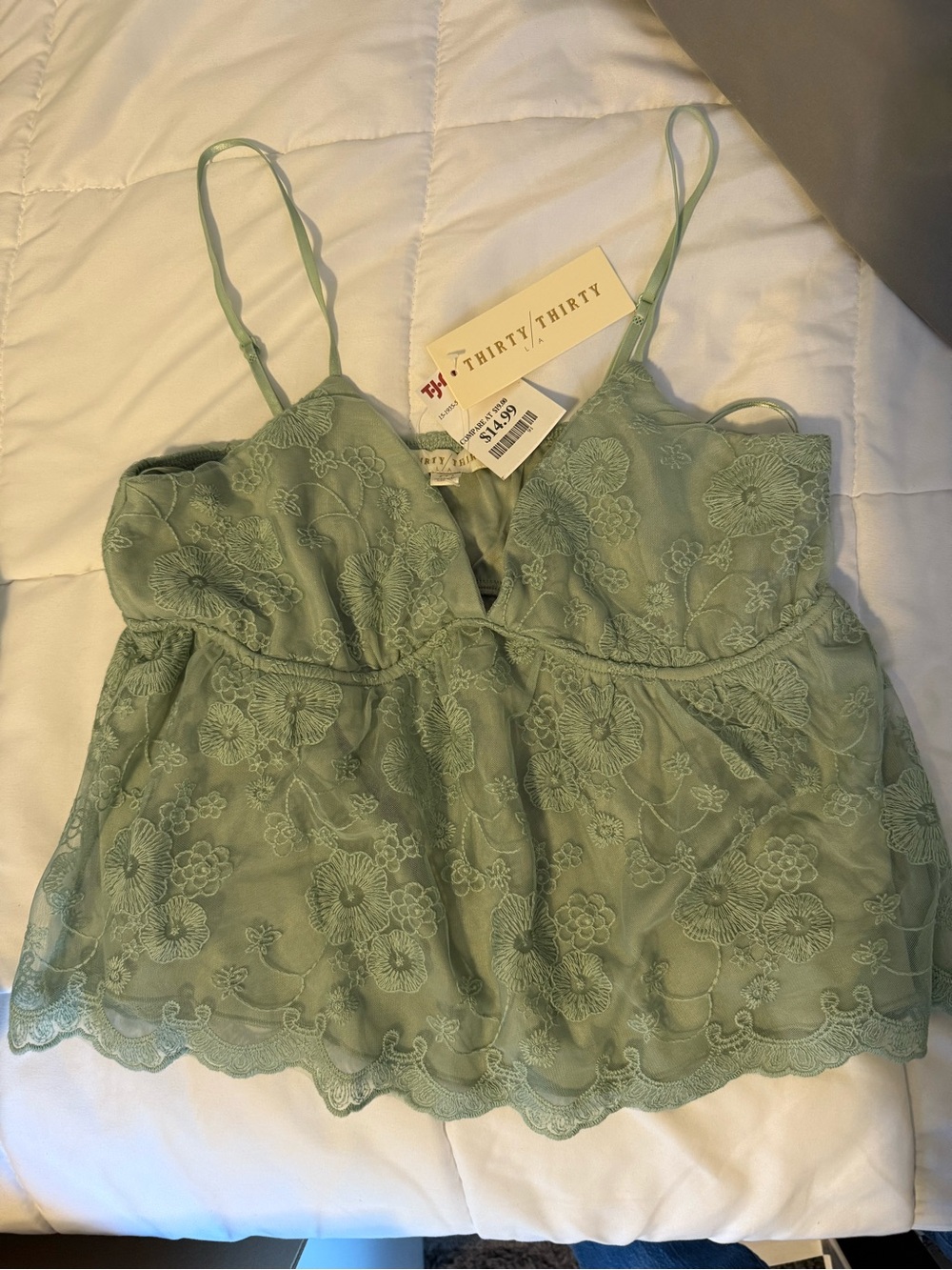 Sage Green Lace Cami Top